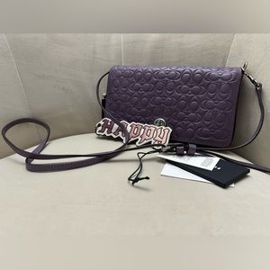 Coach Signature Purple Dinky with Disney Bag Charm